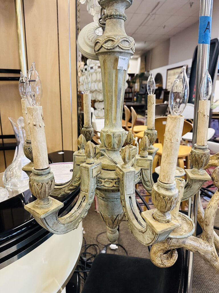 French Rustic 6 Candle Hanging Pendant Chandelier