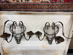 Wrought Iron Candle Holder / Wall Scenes (pair)