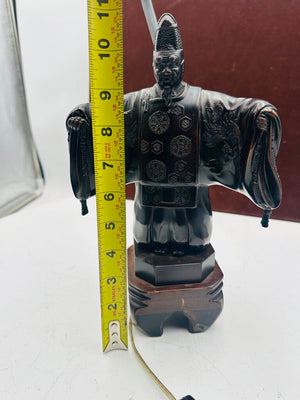 Japanese Carved Okina Noh Statue Black Lamp