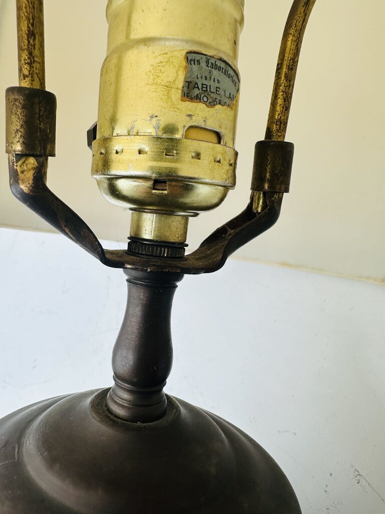 Vintage Table Lamp Brass Base With Shade