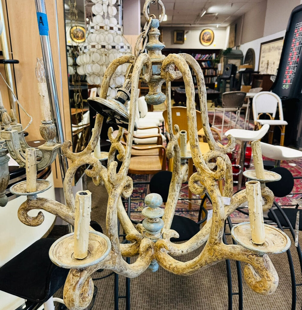 French Country Antique Chandelier 6 Light
