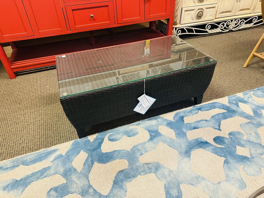 Laguna Wicker Coffee Table w/ Glass Top by Miss Daisy's Consignment & Auction House