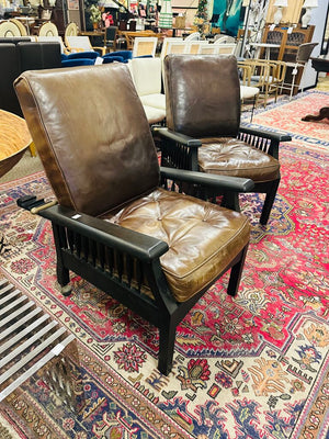 Mission Style Leather Reclining Chairs (pair)