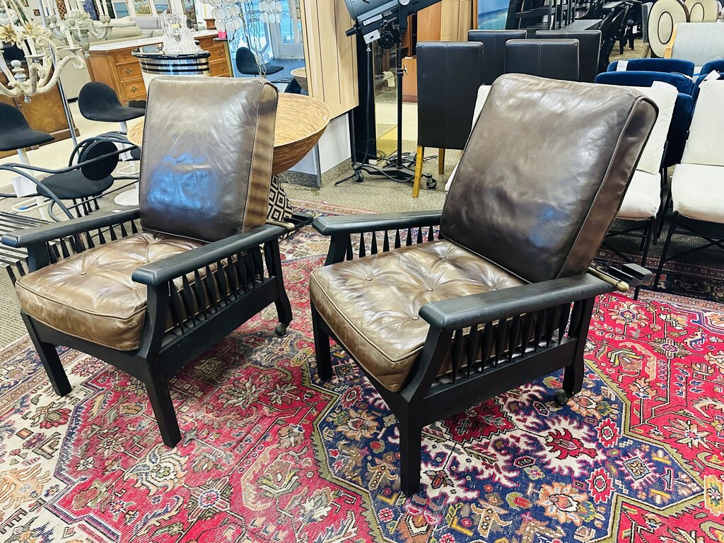 Mission Style Leather Reclining Chairs (pair)