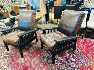 Mission Style Leather Reclining Chairs (pair)