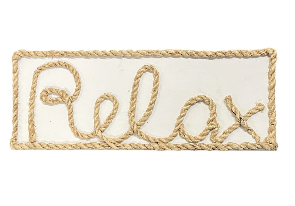 Jute Rope Relax Wooden Sign 21x8