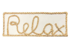 Jute Rope Relax Wooden Sign 21x8
