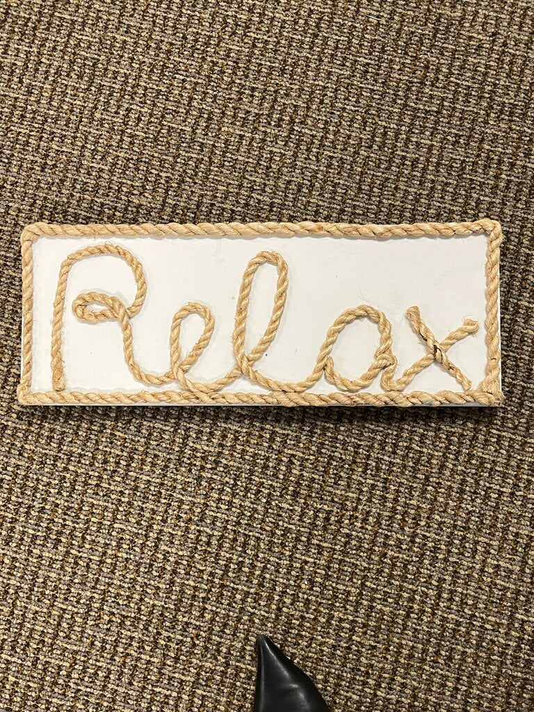 Jute Rope Relax Wooden Sign 21x8