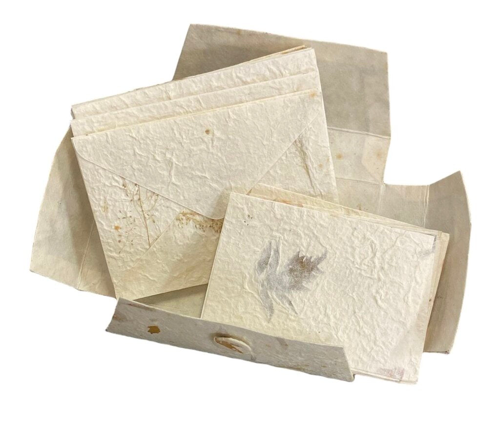 Handmade Botanical Plant Fiber Stationary Set (Set of 15 Cards & Envelopes) by Miss Daisy's Consignment & Auction House