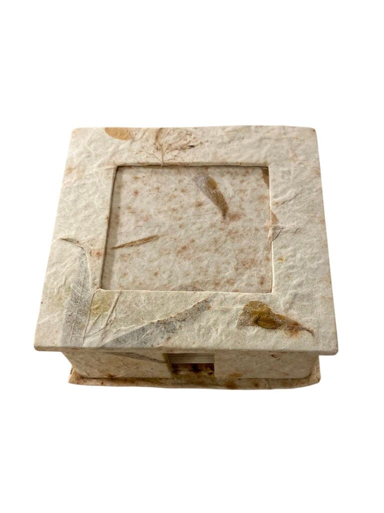 Handmade Natural Mulberry Paper Note Box w/ Picture Frame Lid