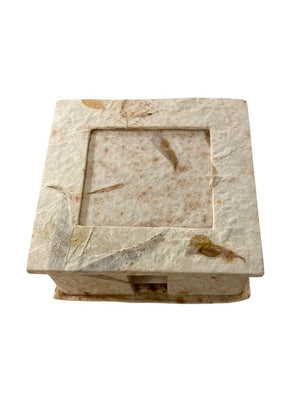 Handmade Natural Mulberry Paper Note Box w/ Picture Frame Lid
