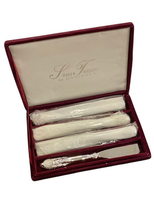 Silver Treasures by Godinger Spread Knifes w/ Velvet Box (Set of 4) NEW