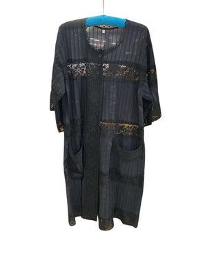 Black Lace Button Up Dress / Cover Up by Miss Daisy's Consignment & Auction House