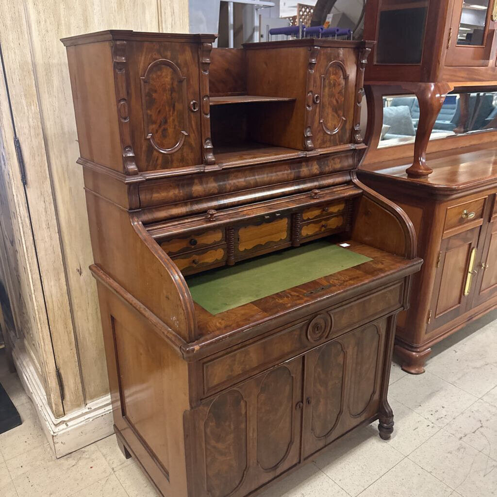 Biedermeier Rolltop Secretary Desk Antique Vintage