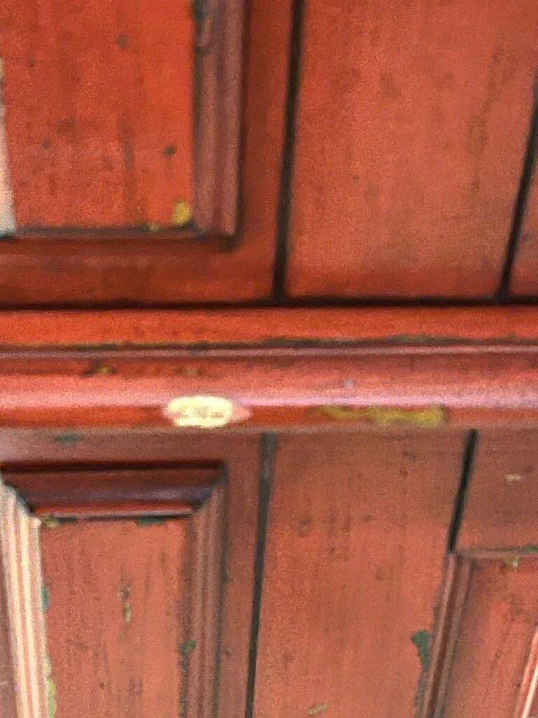 Red Distressed Wood Computer Office Armoire