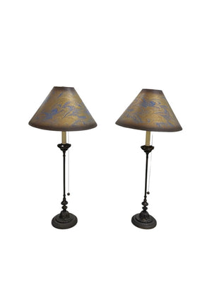 Vintage Brass Candle Stick Lamps (Pair)