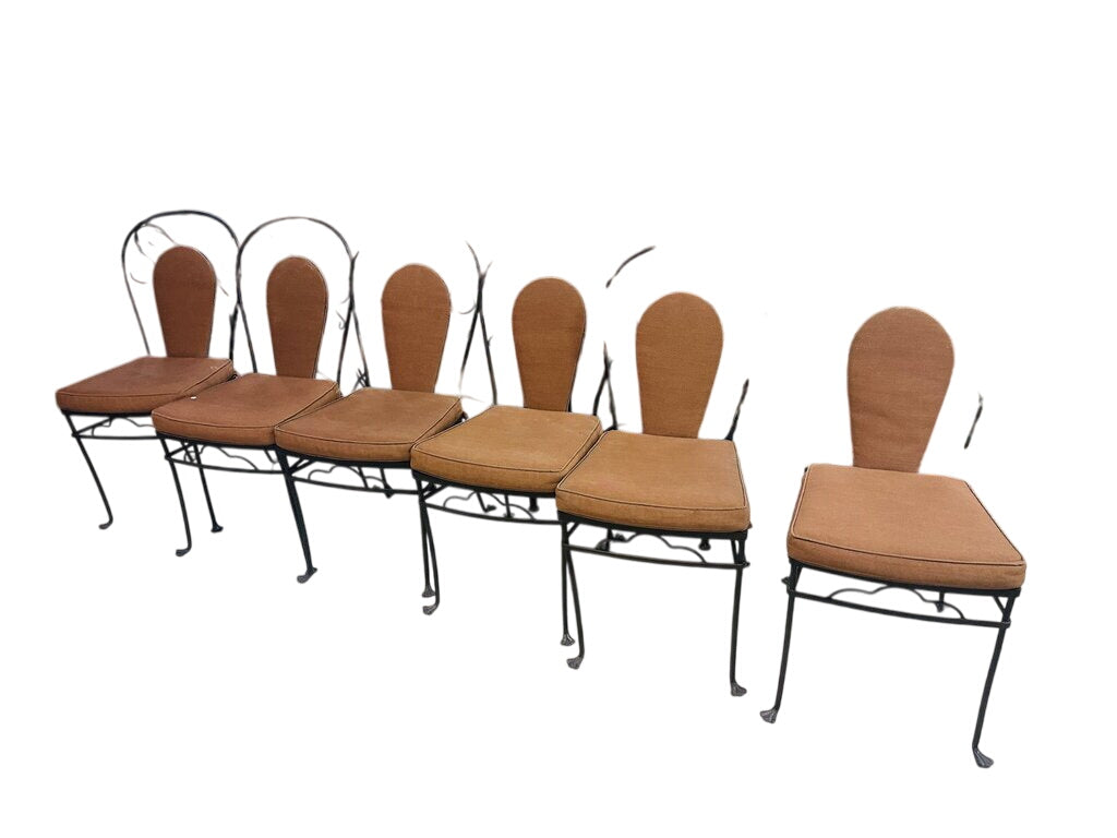 Six Salterini Ornately Designed Wrought-Iron Chairs