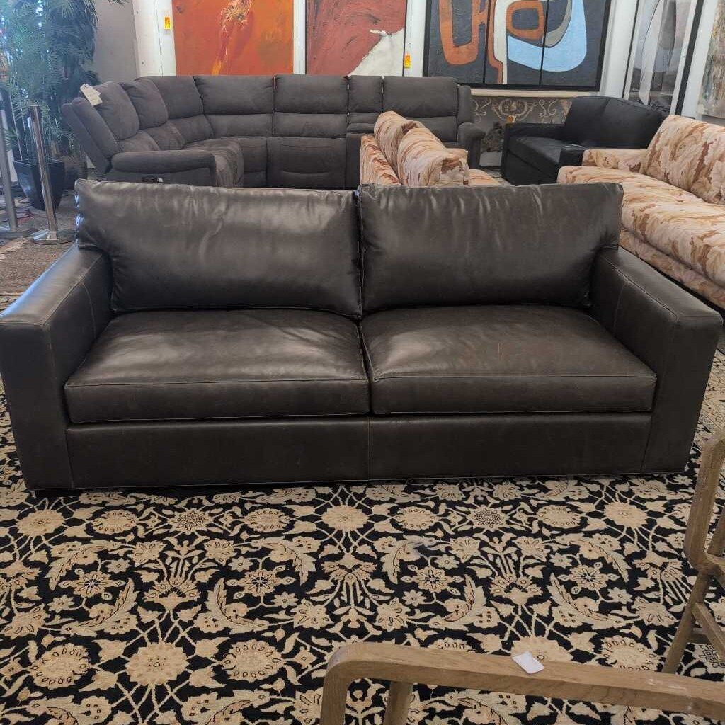 Crate & Barrel Axis II Brown Leather Sleeper Sofa 88 in.