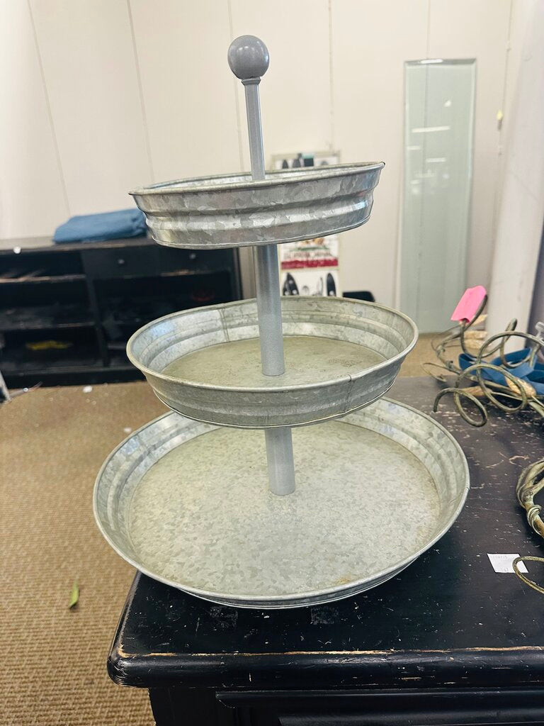 IndustrialGrade Galvanized Triple Tier Serving Tray