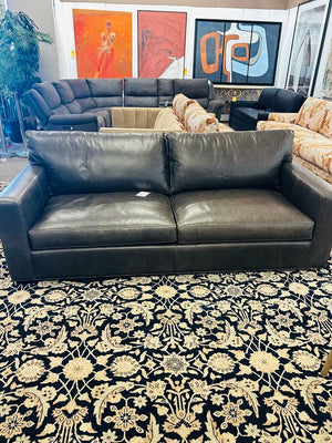 Crate & Barrel Brown Leather Axis Two Sleeper Sofa