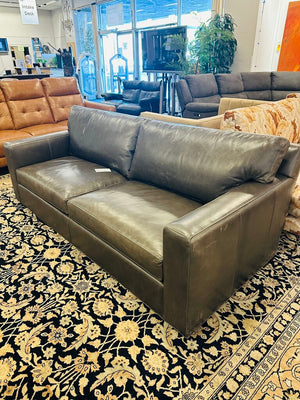 Crate & Barrel Brown Leather Axis Two Sleeper Sofa