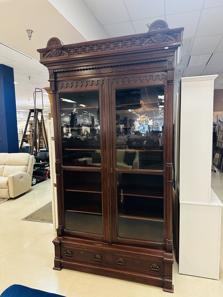 Carved Bookcase Armoire 53x18x100