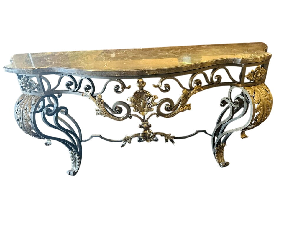 Baroque Marble Top Console Table 25x73x36
