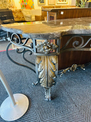 Baroque Marble Top Console Table 25x73x36