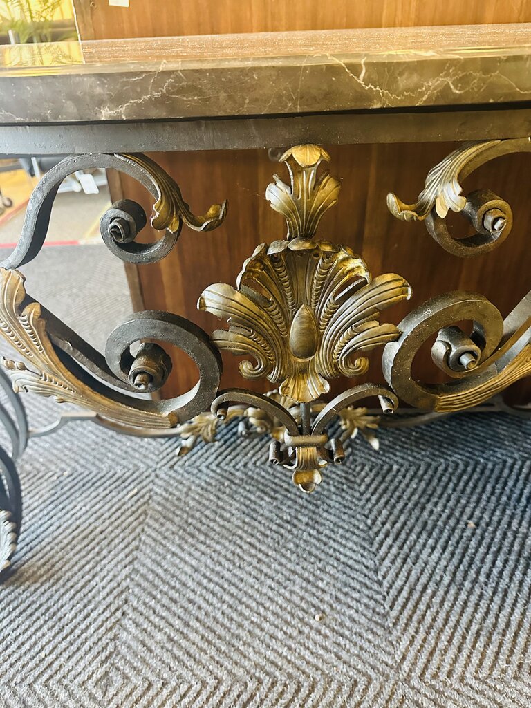 Baroque Marble Top Console Table 25x73x36