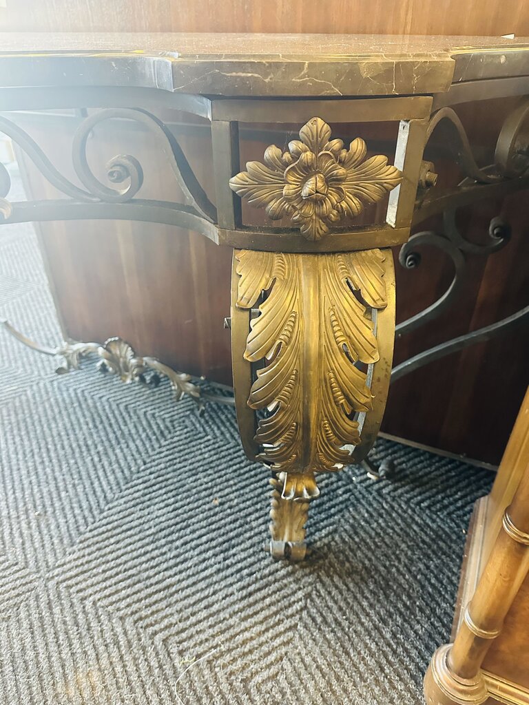 Baroque Marble Top Console Table 25x73x36