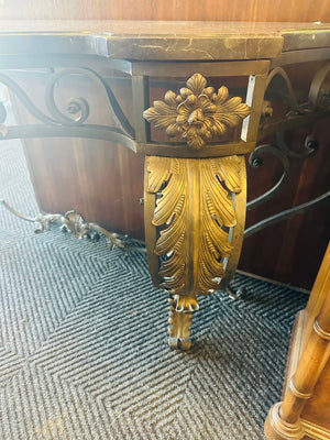 Baroque Marble Top Console Table 25x73x36