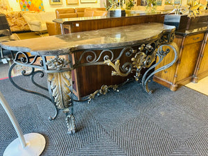 Baroque Marble Top Console Table 25x73x36