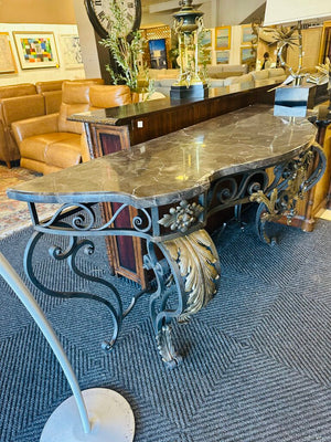 Baroque Marble Top Console Table 25x73x36