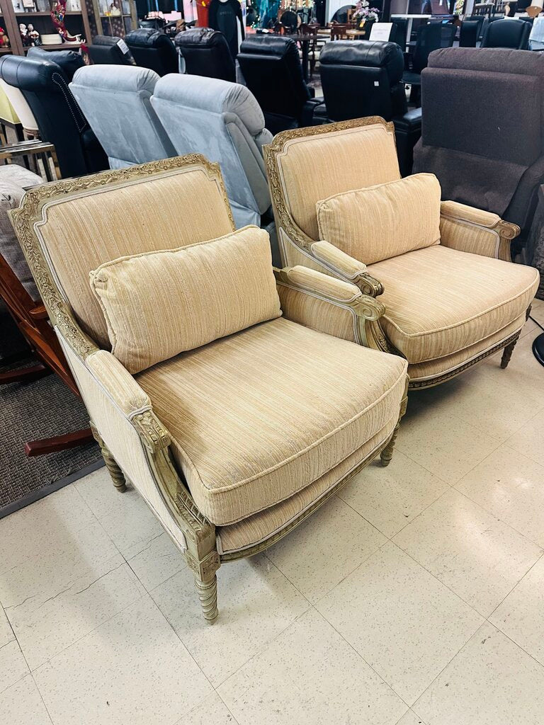 French Square Back Armchairs Pair