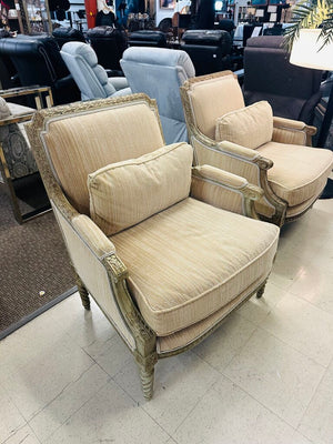 French Square Back Armchairs Pair