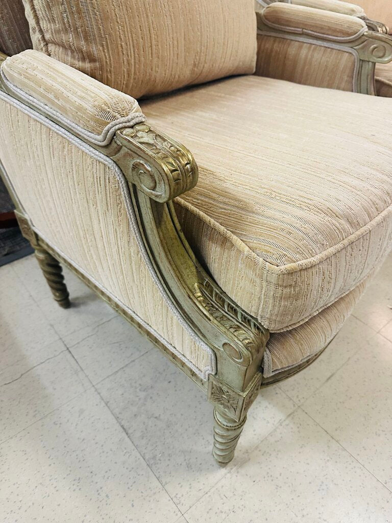 French Square Back Armchairs Pair