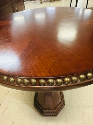 Round Mahogany Studded Side table 18x23