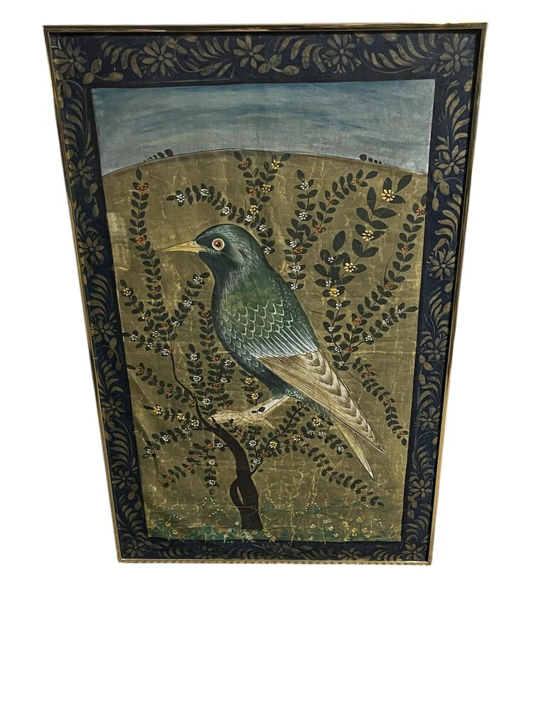 Mughal Style Green Starling Bird Painting