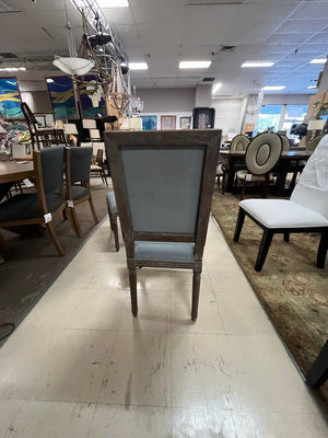 Light Blue Linen Square Back Dining Chairs Set of 4