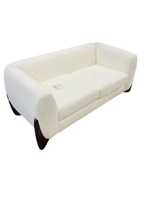 White Boucle Upholstered Loveseat 63-Inch Long