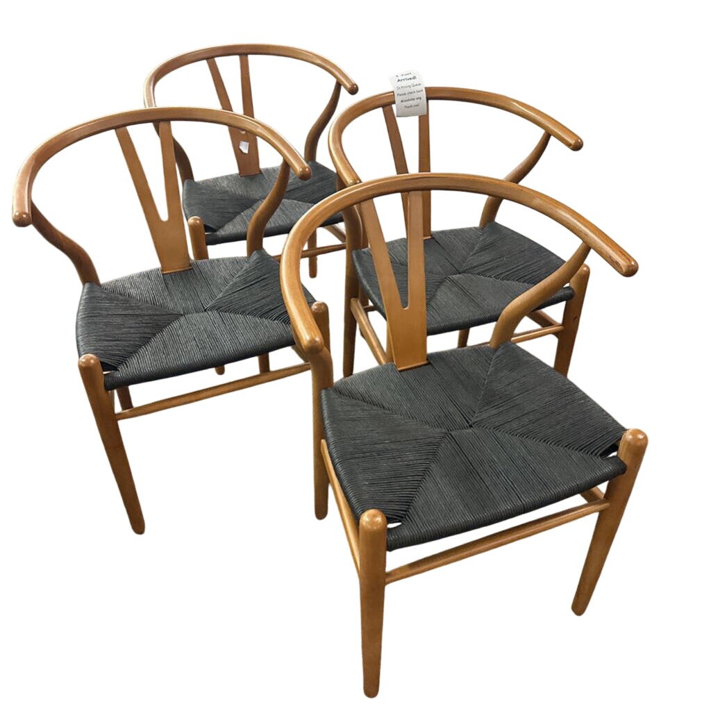 Set of Four Wooden Wishbone Chairs