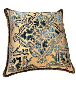 Decorative Textiles Copper Satin & Velvet Fringe Edge Pillow