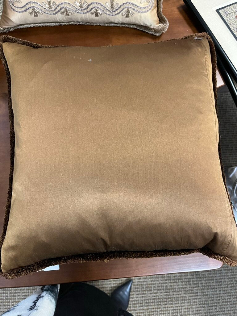 Decorative Textiles Copper Satin & Velvet Fringe Edge Pillow