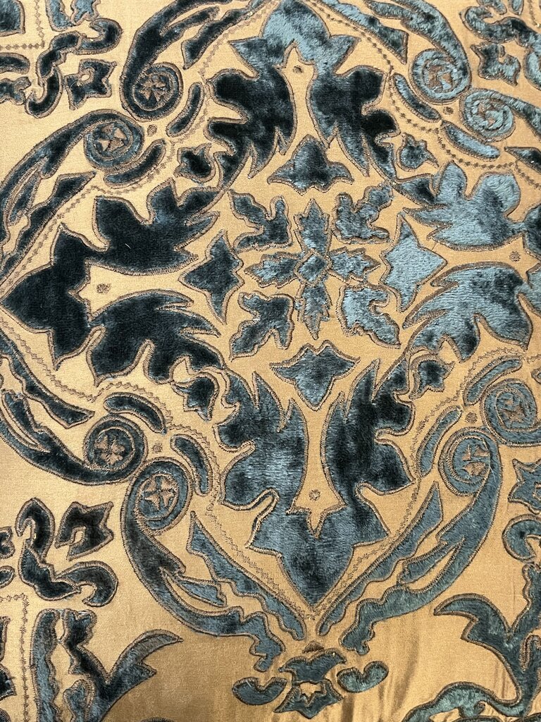 Decorative Textiles Copper Satin & Velvet Fringe Edge Pillow