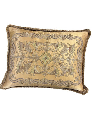 Decorative Textiles Bronze Satin Embroidered Pillow 17x12
