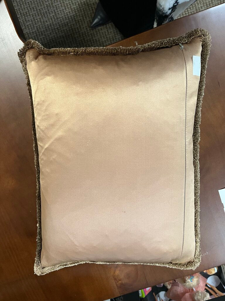 Decorative Textiles Bronze Satin Embroidered Pillow 17x12