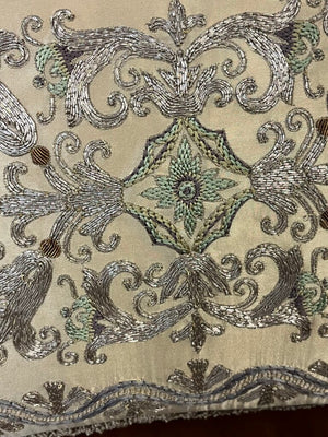 Decorative Textiles Bronze Satin Embroidered Pillow 17x12