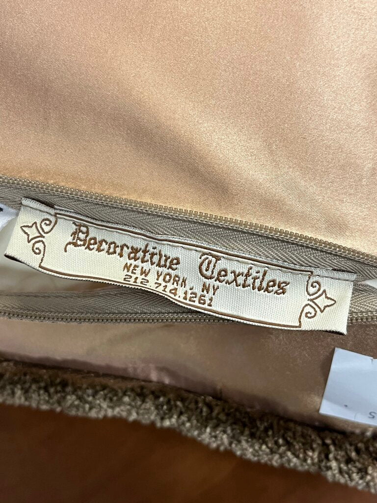 Decorative Textiles Bronze Satin Embroidered Pillow 17x12