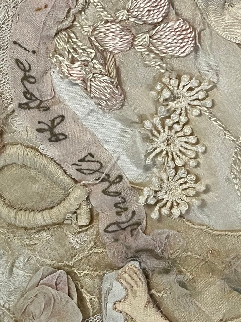 Antique Ribbon Lace & Angel Custom Pillow Signed S. Alberti