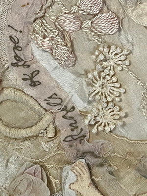 Antique Ribbon Lace & Angel Custom Pillow Signed S. Alberti